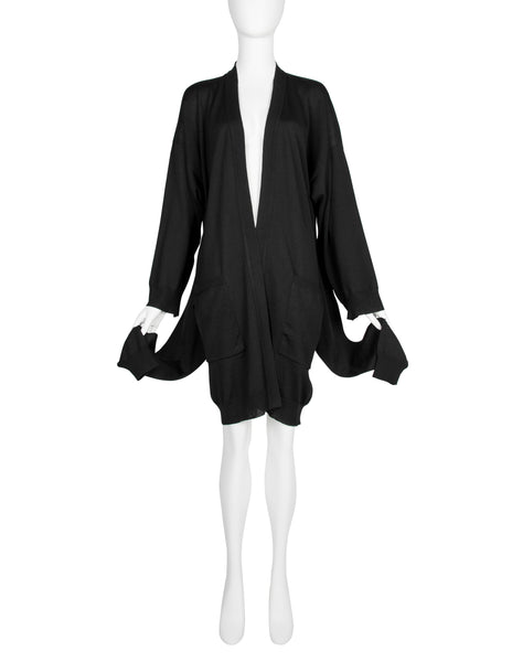 Jean Paul Gaultier Vintage AW 1993 Black wool Oversized 'Four Arm' Cardigan Sweater