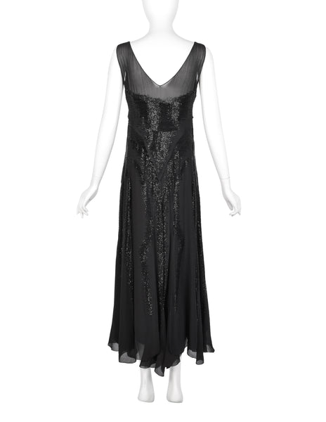 Juliette Courtisien Vintage 1930s Phenomenal Couture French Beaded Silk Georgette Gown