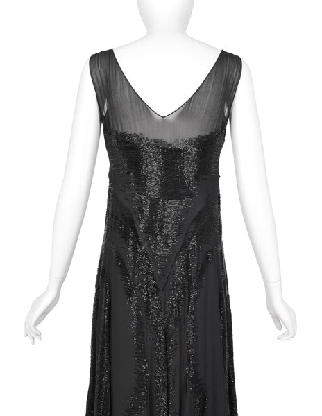 Juliette Courtisien Vintage 1930s Phenomenal Couture French Beaded Silk Georgette Gown