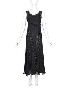 Juliette Courtisien Vintage 1930s Phenomenal Couture French Beaded Silk Georgette Gown