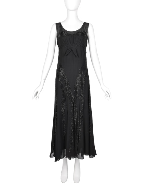 Juliette Courtisien Vintage 1930s Phenomenal Couture French Beaded Silk Georgette Gown