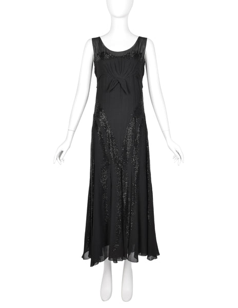 Juliette Courtisien Vintage 1930s Phenomenal Couture French Beaded Silk Georgette Gown