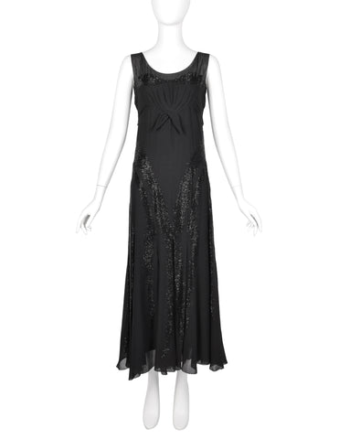 Juliette Courtisien Vintage 1930s Phenomenal Couture French Beaded Silk Georgette Gown