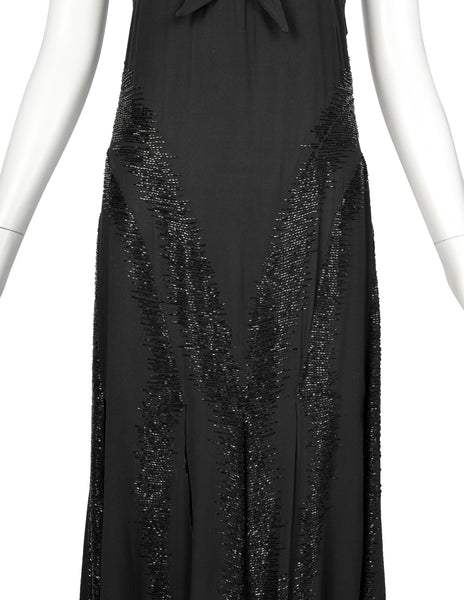Juliette Courtisien Vintage 1930s Phenomenal Couture French Beaded Silk Georgette Gown