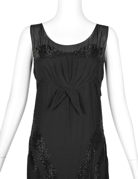Juliette Courtisien Vintage 1930s Phenomenal Couture French Beaded Silk Georgette Gown