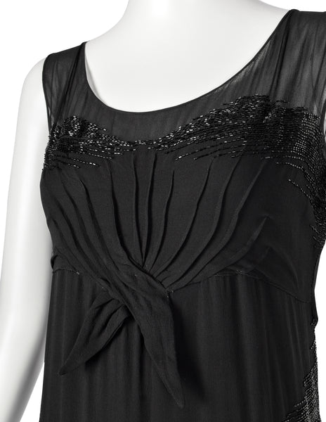 Juliette Courtisien Vintage 1930s Phenomenal Couture French Beaded Silk Georgette Gown