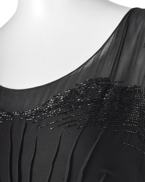 Juliette Courtisien Vintage 1930s Phenomenal Couture French Beaded Silk Georgette Gown