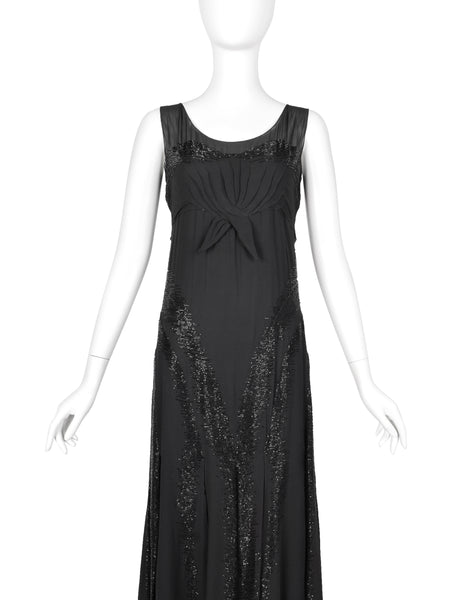 Juliette Courtisien Vintage 1930s Phenomenal Couture French Beaded Silk Georgette Gown