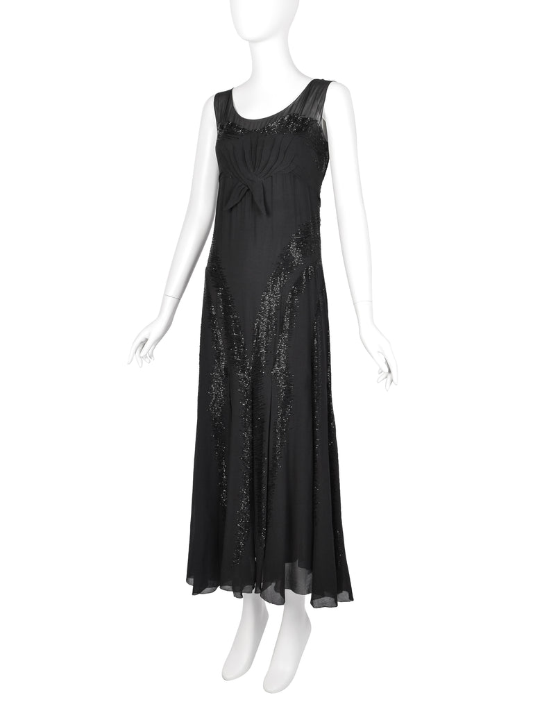 Juliette Courtisien Vintage 1930s Phenomenal Couture French Beaded Silk Georgette Gown Juliette Courtisien Vintage 1930s Phenomenal Couture French Beaded Silk Georgette Gown