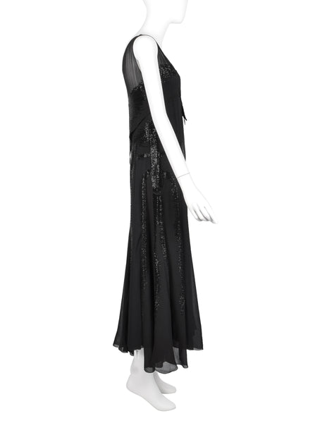 Juliette Courtisien Vintage 1930s Phenomenal Couture French Beaded Silk Georgette Gown
