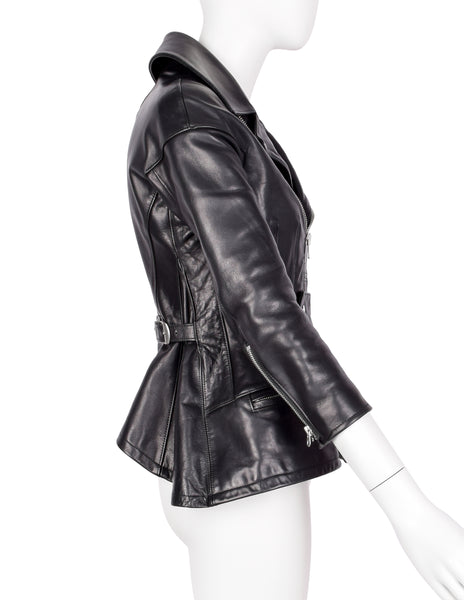 Junya Watanabe Comme des Garcons Vintage AW 2011 Sculpted Black Leather Moto Jacket