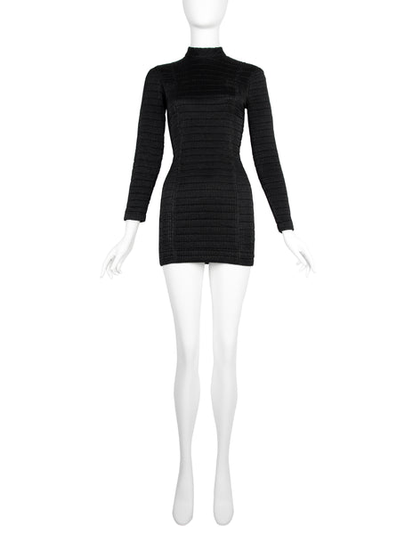 Katharine Hamnett Vintage 1990s Black Quilted Mini Dress