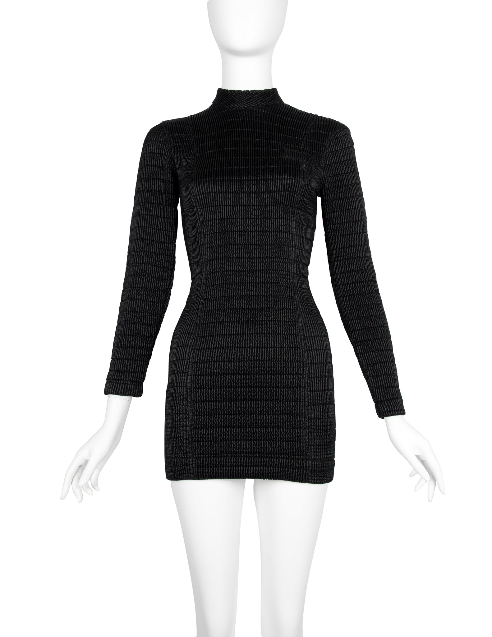 Katharine Hamnett Vintage 1990s Black Quilted Mini Dress