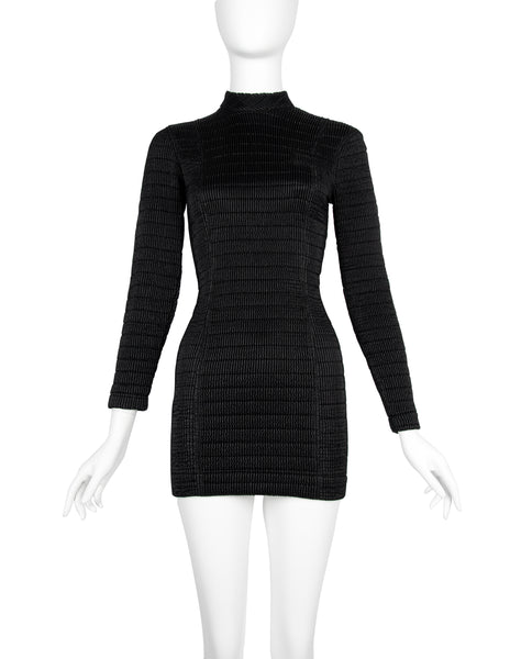 Katharine Hamnett Vintage 1990s Black Quilted Mini Dress