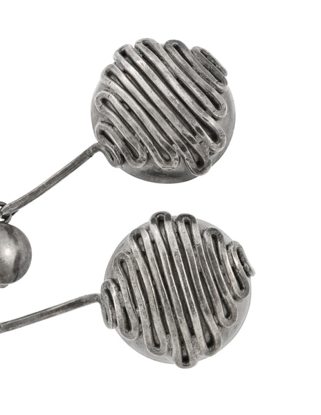 Krizia Vintage Massive Brutalist Blackened Silver Dangling Earrings