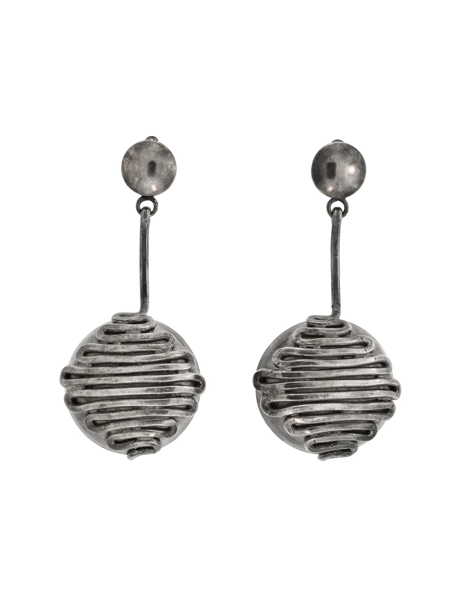 Krizia Vintage Massive Brutalist Blackened Silver Dangling Earrings