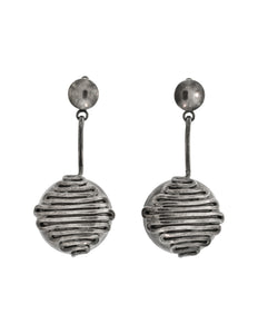 Krizia Vintage Massive Brutalist Blackened Silver Dangling Earrings