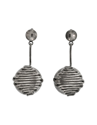 Krizia Vintage Massive Brutalist Blackened Silver Dangling Earrings