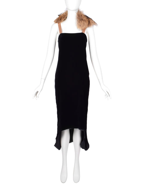 Lanvin Vintage AW 2004 by Alber Elbaz Marmot and Black Silk Velvet Bustle Trained Gown