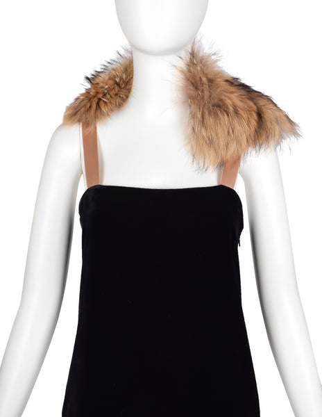 Lanvin Vintage AW 2004 by Alber Elbaz Marmot and Black Silk Velvet Bustle Trained Gown