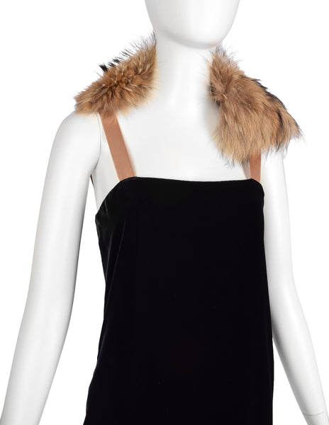 Lanvin Vintage AW 2004 by Alber Elbaz Marmot and Black Silk Velvet Bustle Trained Gown