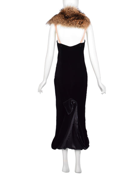 Lanvin Vintage AW 2004 by Alber Elbaz Marmot and Black Silk Velvet Bustle Trained Gown