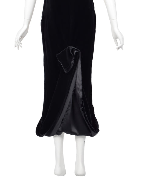 Lanvin Vintage AW 2004 by Alber Elbaz Marmot and Black Silk Velvet Bustle Trained Gown