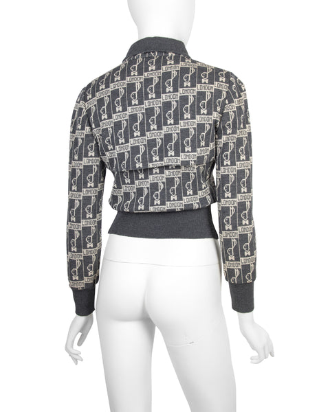 Escalation Vintage Early 1970s Grey London Bunny Novelty Sweater