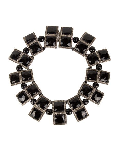 William De Lillo Vintage 1970s Black and Silver Choker Necklace