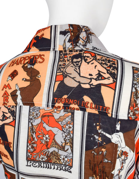 Mely's Vintage 1970s Incredible Novelty Poster Print Cropped Polo Shirt