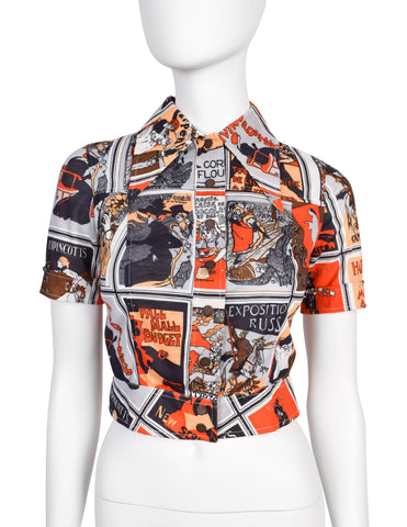 Mely's Vintage 1970s Incredible Novelty Poster Print Cropped Polo Shirt