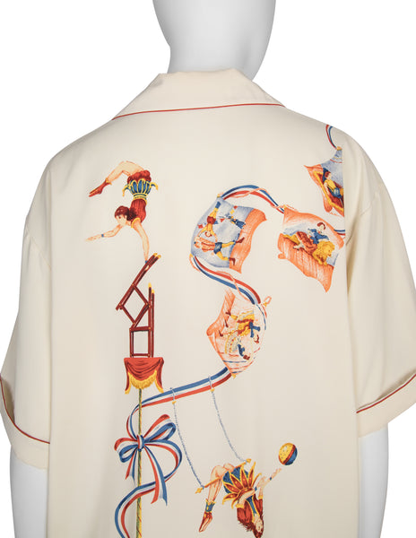 Matsuda Vintage Incredible Cirque Print Cream Mens Shirt