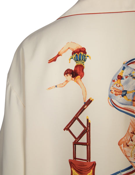 Matsuda Vintage Incredible Cirque Print Cream Mens Shirt