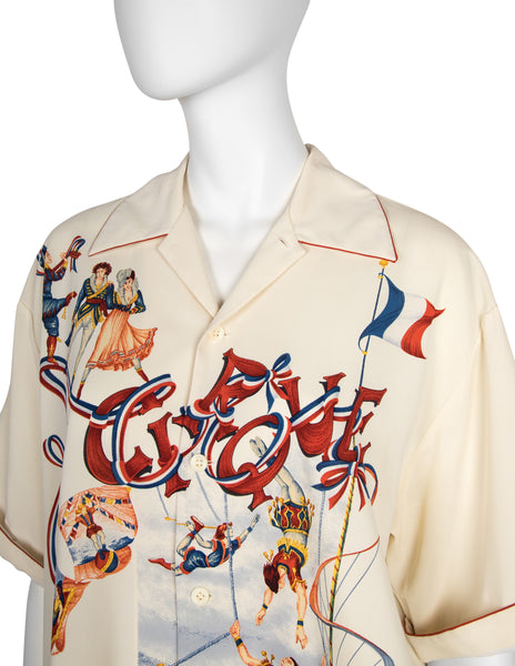 Matsuda Vintage Incredible Cirque Print Cream Mens Shirt