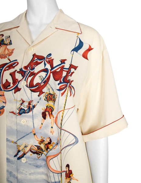 Matsuda Vintage Incredible Cirque Print Cream Mens Shirt