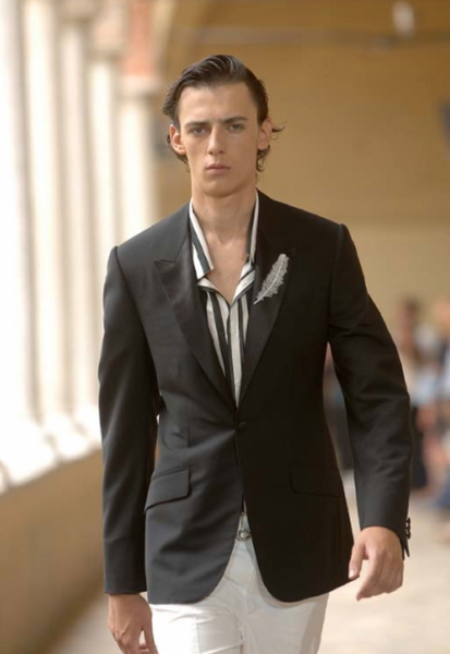 Alexander McQueen Vintage SS 2007 Black Wool Satin Feather Lapel Jacket