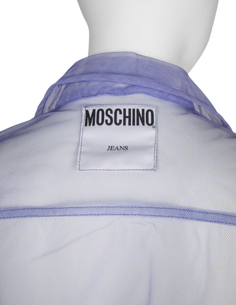 Moschino Vintage 1990s Perwinkle Blue Sheer Tulle Jacket