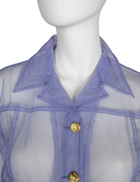 Moschino Vintage 1990s Perwinkle Blue Sheer Tulle Jacket