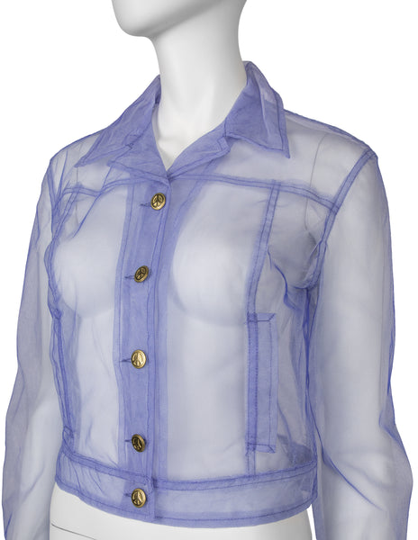 Moschino Vintage 1990s Perwinkle Blue Sheer Tulle Jacket