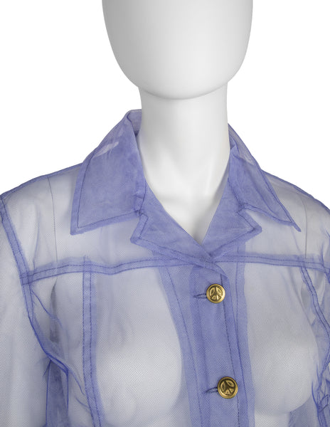 Moschino Vintage 1990s Perwinkle Blue Sheer Tulle Jacket