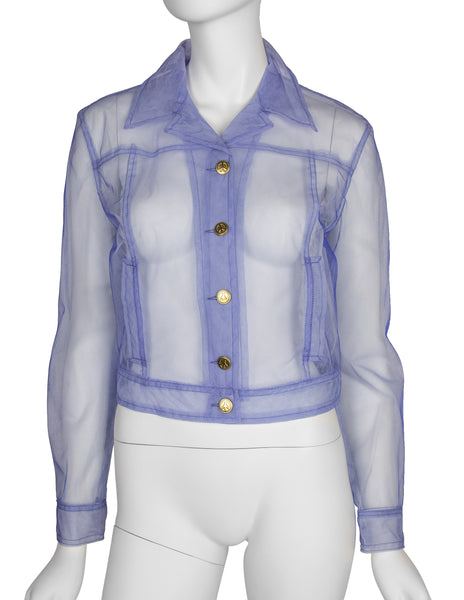 Moschino Vintage 1990s Perwinkle Blue Sheer Tulle Jacket