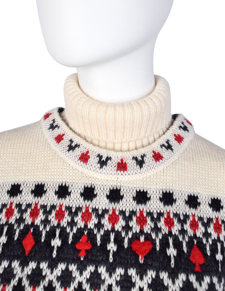 Moschino Vintage AW 1991 Incredible Men's Card Suits People Novelty Fair Isle Sweater