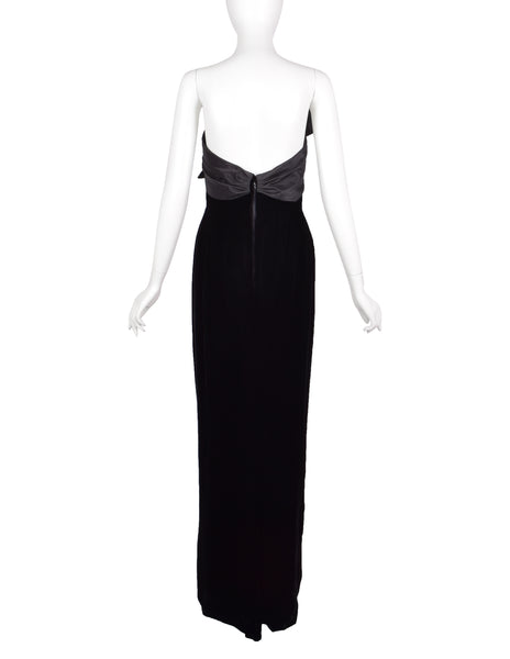 Mr. Blackwell Vintage 1960s Custom Black Velvet Taffeta Bow Gown