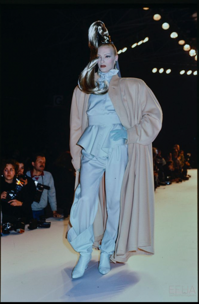 Thierry Mugler Vintage AW 1986 Taupe Wool Swing Coat