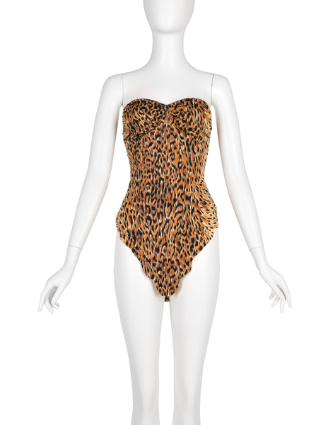 Norma Kamali OMO Vintage SS 1980 'Savage' Leopard Print Swim Dress and Cocoon Jacket Ensemble