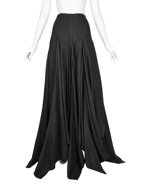 Olivier Theyskens Vintage AW 1999 Deepest Charcoal Grey Raw Silk
