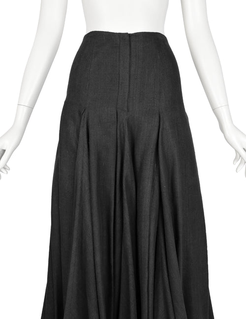 Olivier Theyskens Vintage AW 1999 Deepest Charcoal Grey Raw Silk