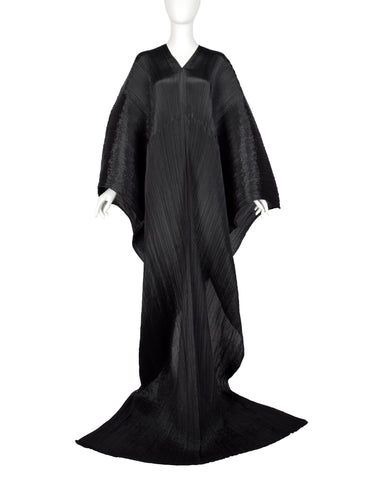 Pleats Please by Issey Miyake Black Madame T Wrap Cape Tunic Caftan Dress