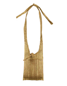 Pleats Please Vintage Metallic Gold Pleated Crossbody Satchel