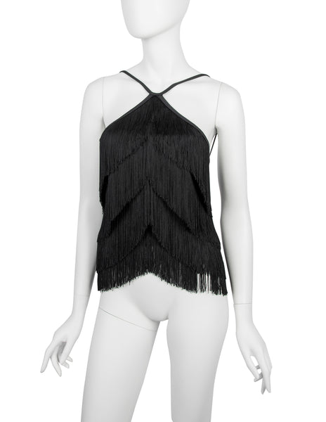 Plein Sud Vintage 1990s Black Fringe Top